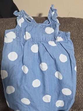 Carter's Blue Chambray Polka Dot One-Piece